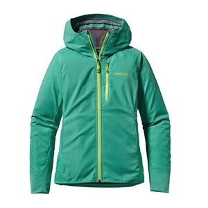 Patagonia Green Hooded Softshell Jacket with Yellow Accents